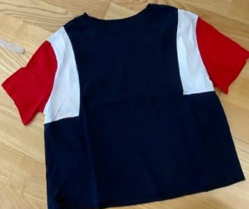 t-shirt blauw + wit + rood
