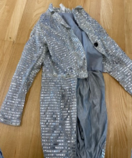 Lange zilveren glitterjas