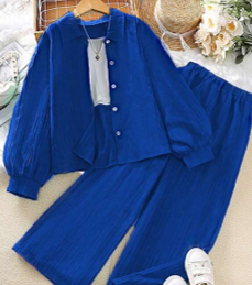 Broek + blouse blauw - Foto 1