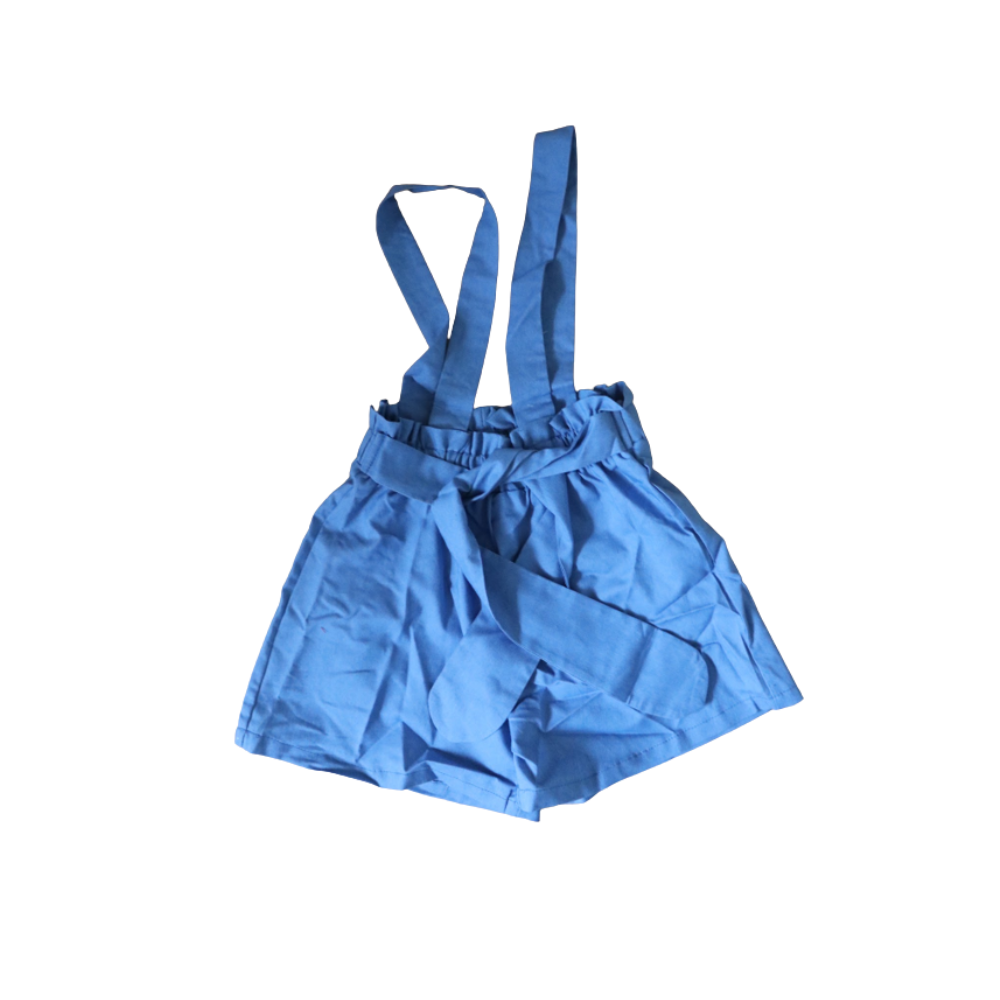 Blauwe shortjes met bretellen 