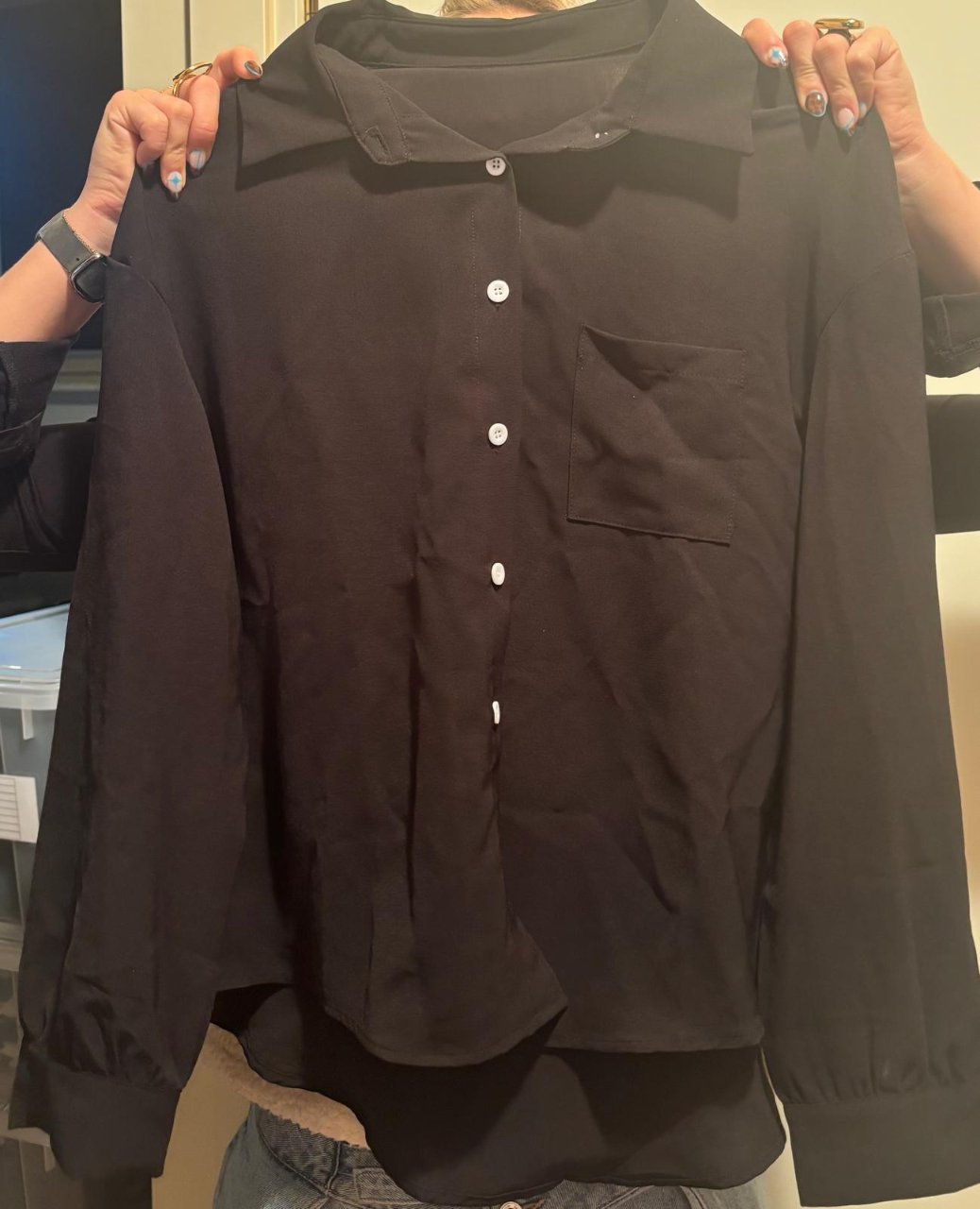 Zwarte blouse met lange mouwen