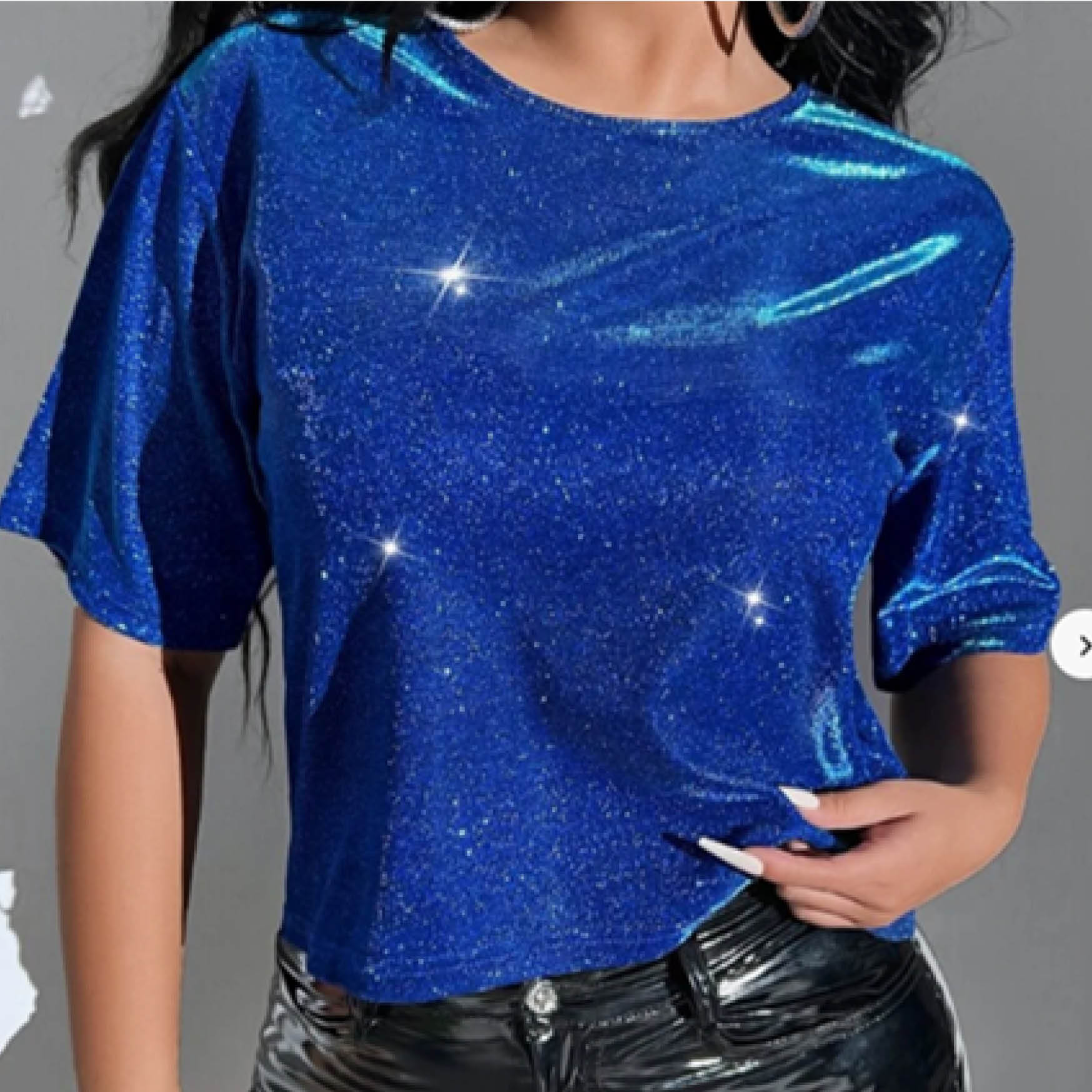 Blauwe glittertop