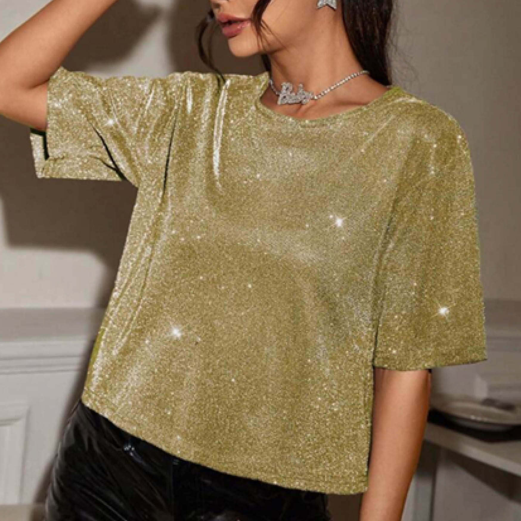 Gouden glittertop