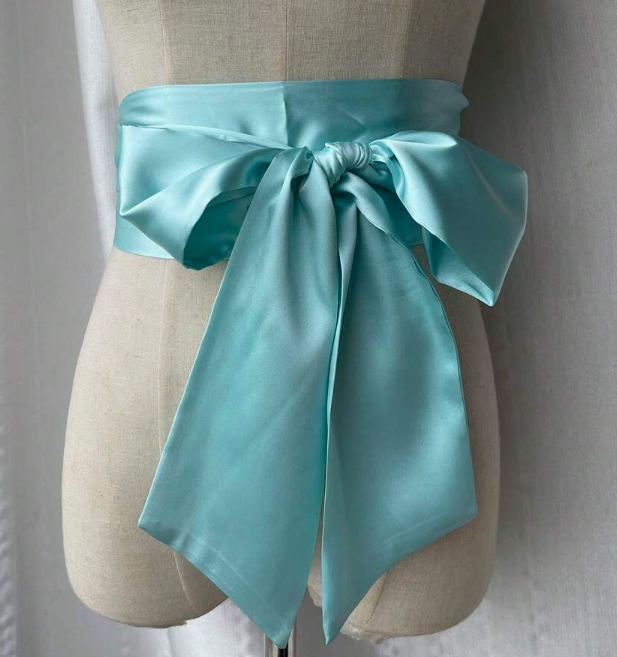 Lint - riem - satijn turquoise blauw