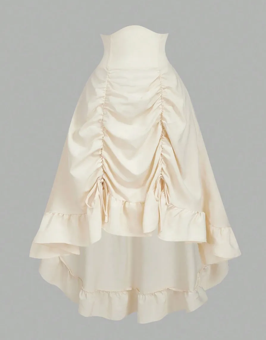 Creme rok met hoge taille